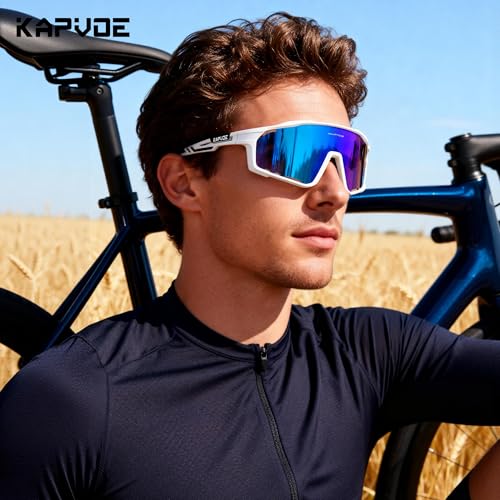 Image of KAPVOE 3 Lens & Polarized Cycling Sunglasses Men Women MTB Running K76 | 3-lens and polarized sports eyewear for men and women, designed for cycling, MTB, running and fishing