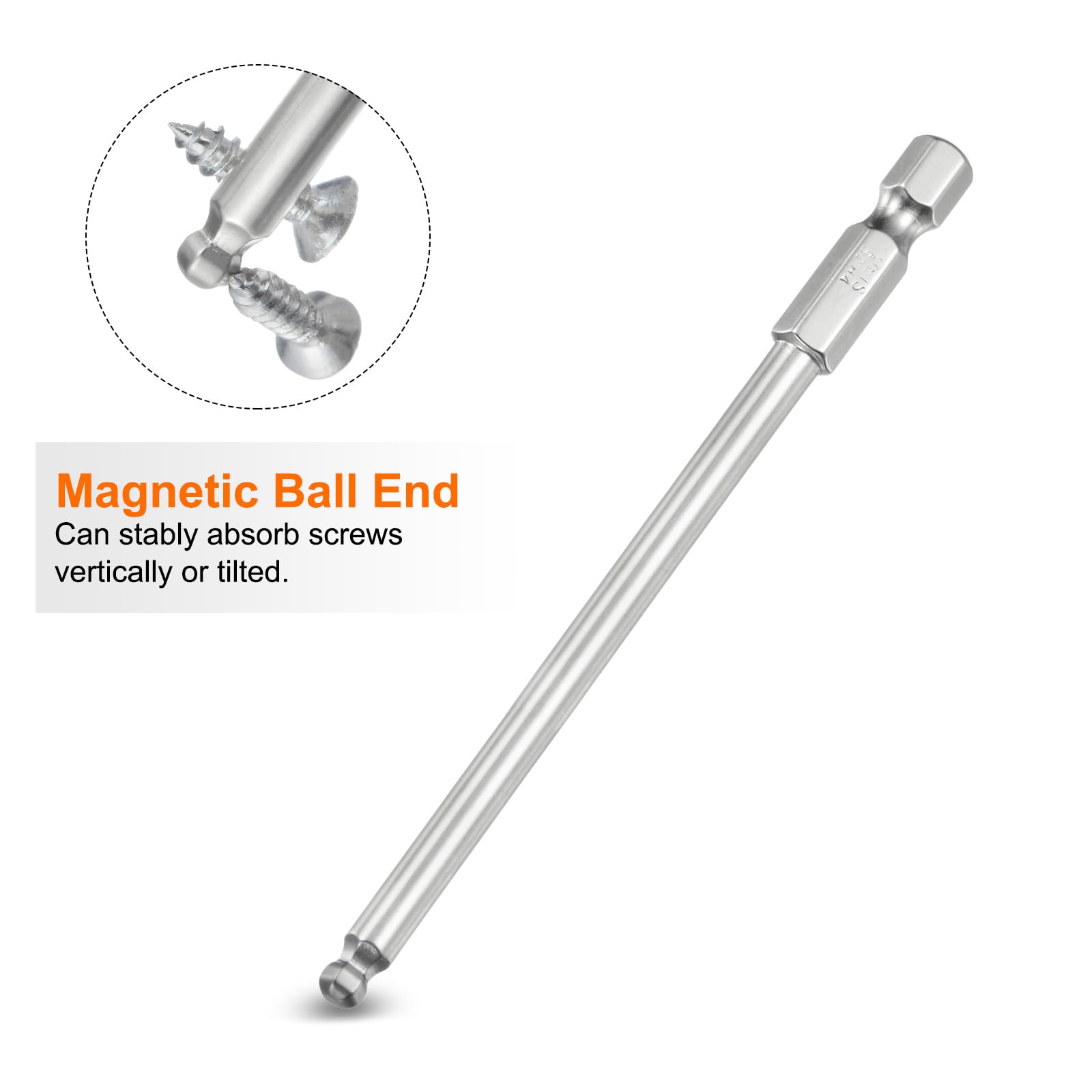QUARKZMAN Punte Cacciavite Magnetica a Sfere 4mm (H4.0) Dimensione 1/4" Attacco Esagonale 100mm (4") Lunghezza Punte Testa Sferica Magnetica Acciaio S2 Metrico.