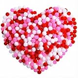 600 Pieces Valentines Pom Poms Fluffy Pom Balls Mini Craft Pompoms for Valentine's Day DIY Craft Party Decorations