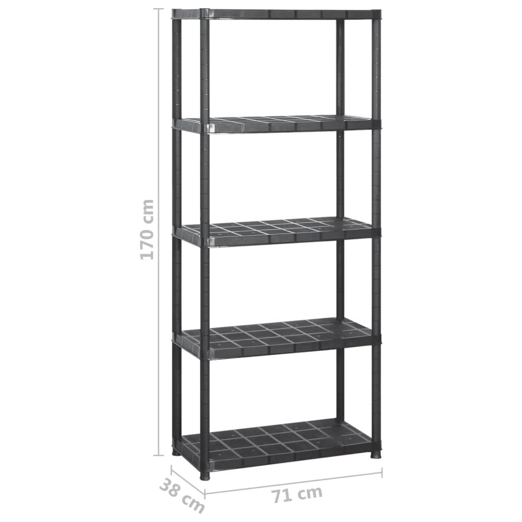 Générique Étagère de Rangement à 5 Niveaux Noir 284x38x170 cm Plastique,Entreprise & Industrie,Stockage Industriel,Étagères industrielles,3059860