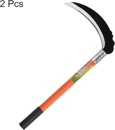 Miniatura 9 de HARFINGTON 2 hoz de limpieza de cepillo de 7 pulgadas con hoja de acero resistente al desgaste y mango de plástico amarillo cuchillo de machete de