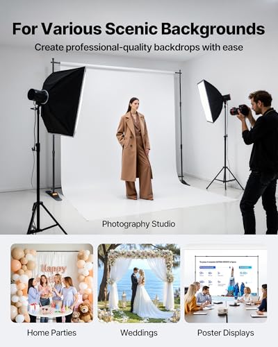 VEVOR Bannerhalter, 3 x 2,4 m, hochwertige Posterhalterung, teleskopisch, verstellbar, tragbar, für Wohnzimmer, Messe, Werbung