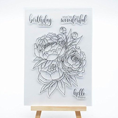 WooYangFun Joyful Home 4pcs/set Flower Rubber Clear Stamp for Card Making Decoration and Scrapbooking