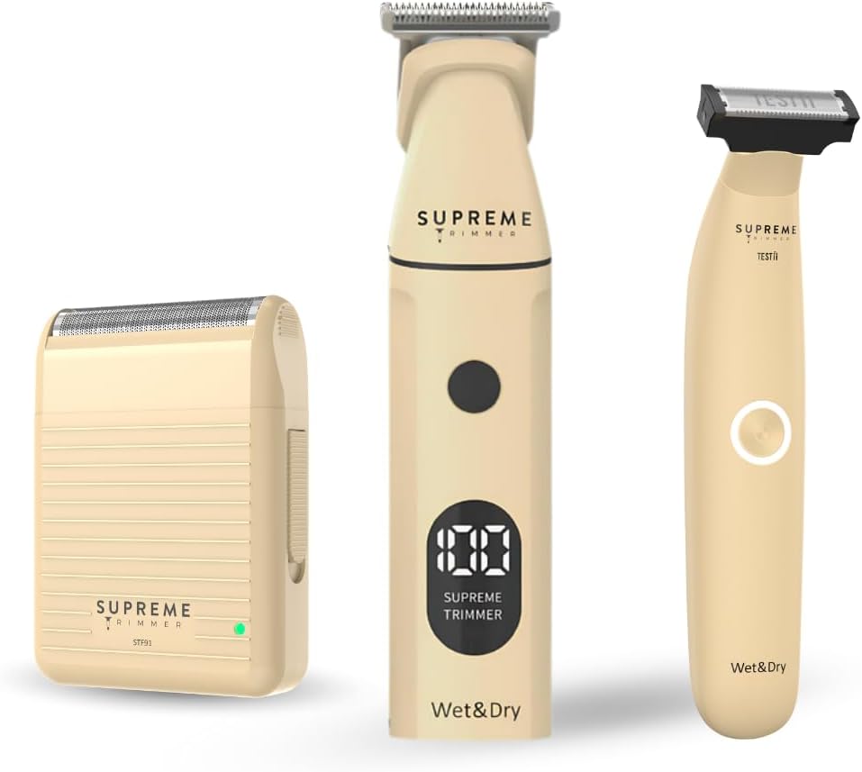 Supreme Trimmer Body & Detail 3-Piece Wet/Dry Grooming Bundle – Complete Groomer Kit w Multigroomer 4.0, TESTii Body & Bikini Hair Trimmer, Solo Lite Foil Shaver – for Men & Women