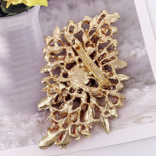 Image of SELOVO Big Large Leaf Brooches and Pins Scarf Decoration Gold Tone