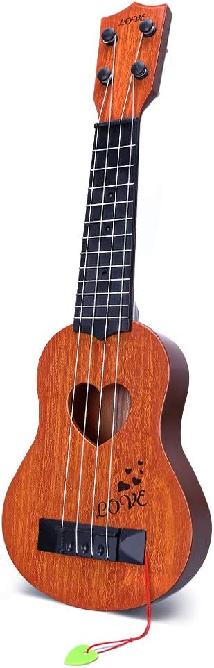 YEZI Classical Ukulele for Kids, Mini Toddler Guitar Toy with Pick, Educational Musical Instrument for Preschool Boys Girls, Early Learning Music Toy for Ages 3 4 5 6+ Years Old, Brown | Classical Ukulele for Kids, Mini Toddler Guitar Toy with Pick, Educational Musical Instrument for Preschool Boy Girl Age 3+