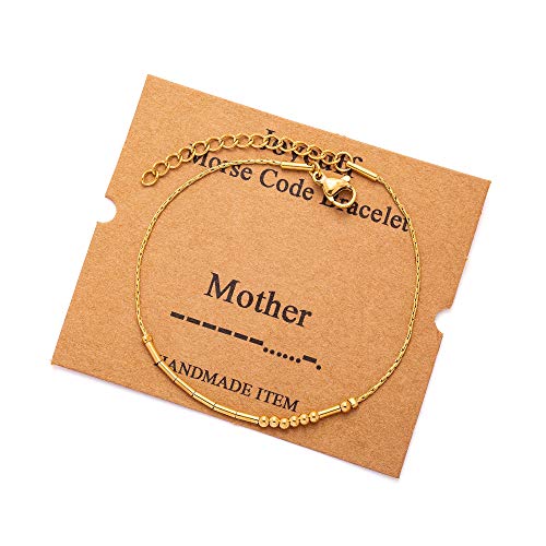 Image of JoycuFF Inspirational Morse Code Bracelets for Women Silver Beads Jewelry Encouragement Mantra Gifts for Her