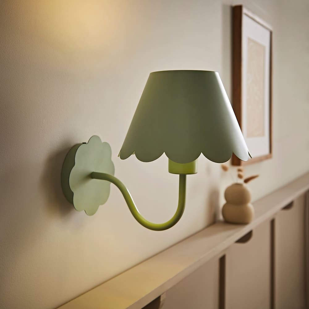 ValueLights | Hallie Pair of Green Scallop Rechargeable Wall Lights | Wall Lights, Home Décor & Improvement Essential