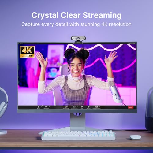 Image of NexiGo N660P Pro 4K Webcam with Distortion-Free Lens, 1080p 60 fps Autofocus USB Streaming Camera, 3DNR, Noise-Canceling Mics & Privacy Cover, Web Cam for Gaming /Live Streaming /PC /Mac /Switch 2, Black