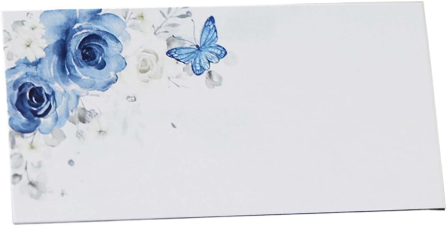 Cherrii Tarjetas de Lugar plegadas en Blanco de 100 Piezas