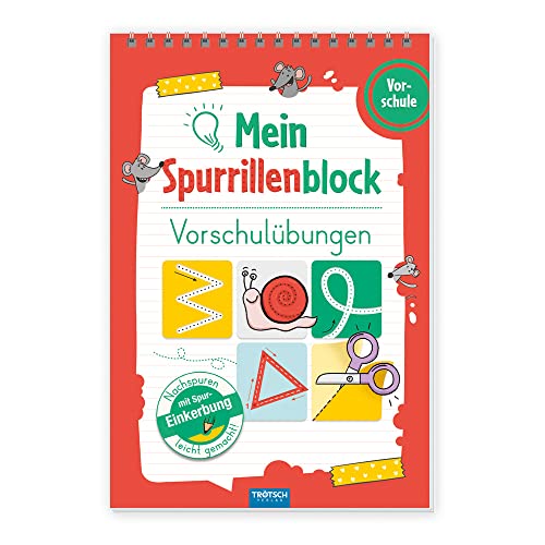 TRÖTSCH - Spurrillenblock 'Vorschulübungen' | Übungsbuch mit vorgeprägten Linien für spielerische Schwungübungen: Übungsheft mit kreativen Bastelideen ... Lernspaß | Ab 4 Jahren (Spurrillenblöcke)