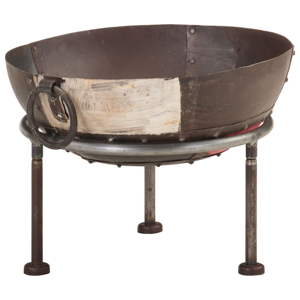 Brasero de hierro multicolor rústico con asas de transporte, gran brasero para jardín, terraza, eficiente disipación de calor, ideal para calentar y disfrutar de un fuego acogedor