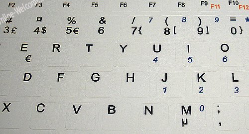 Pegatinas de teclado danés para netbook mini laptop miniatura 3