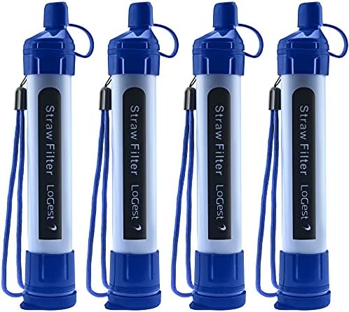 Logest 4 Pack Water Filter Straw - Portable, Compact, Multipurpose Water Purification Device for Emergency Kits, Outdoor Activities, Camping, Travel