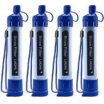 Logest 4 Pack Water Filter Straw - Portable, Compact, Multipurpose Water Purification Device for Emergency Kits, Outdoor Activities, Camping, Travel