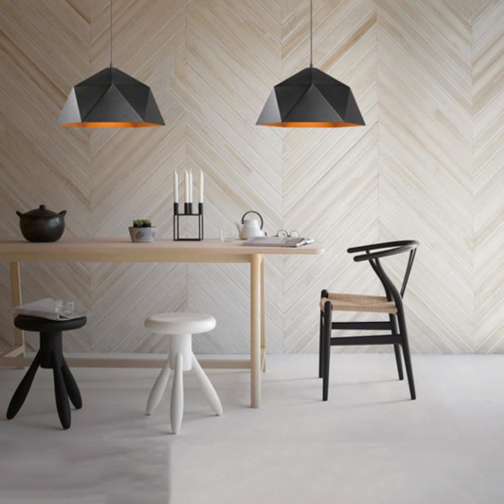 Nowoczesna metalowa i żelazna wisząca sufitowa w stylu industrialnym w stylu vintage, idealna na wyspę kuchenną, jadalnię, stół barowy lub wejście (czarno-złoty 37,8 cm)