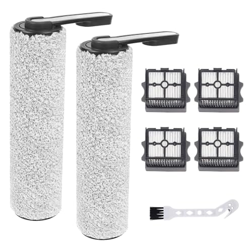 Image of Roller Brush and Filters Replacement Parts for Tineco Floor One S5 Combo /S5 Combo Power Kit Cordless Wet Dry Vacuum Cleaner- 2 Roller Brushes + 4 HEPA Filters + 1 Cleaning Brush (7 Pcs)