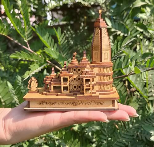 Image of A & S Ventures Shri Ram Mandir Ayodhya Mandir for Home (Small) - Ideal for Home Decor, Temple and Best Gift, Brown