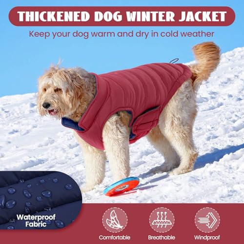 Lelepet Reversible Dog Winter Coat, Warm Waterproof Jacket for Small Dogs Puppy Winter Puffer Jacket, Windproof Dog Vest - Image 4