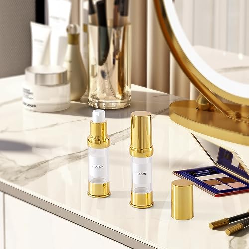 Golden-Airless-Pump-Bottle-Travel-Set-with-Box-Refillable-Empty-Cosmetic-Pump-Bottle-Vacuum-Pump-Bottles-for-Liquids-Such-as-Hand-SoapTonerFoundationHair-OilLotion-and-Cream05oz15ml4-Pack