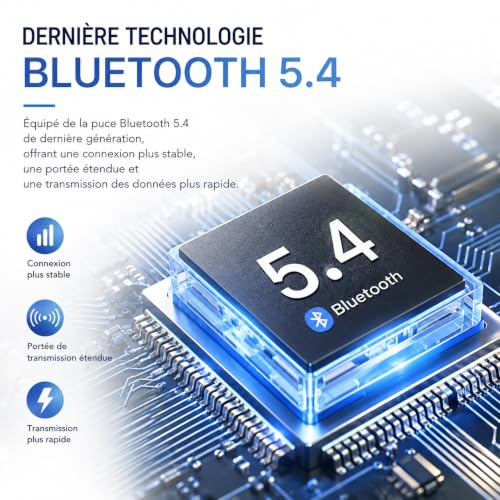 Auricular Bluetooth 5.4 mono inalámbrico con reducción de ruido y 33H de llamada para coche 5