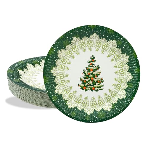 BFB Weihnachten Pappteller Set 50 Stück 18cm Dessertteller Grün...