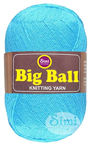 Image of Big Ball Aqua Blue (600 gm) Wool Ball Hand Knitting Wool /Art Craft Soft Fingering Crochet Hook Yarn, Needle Knitting Yarn Thread dyeH H IC