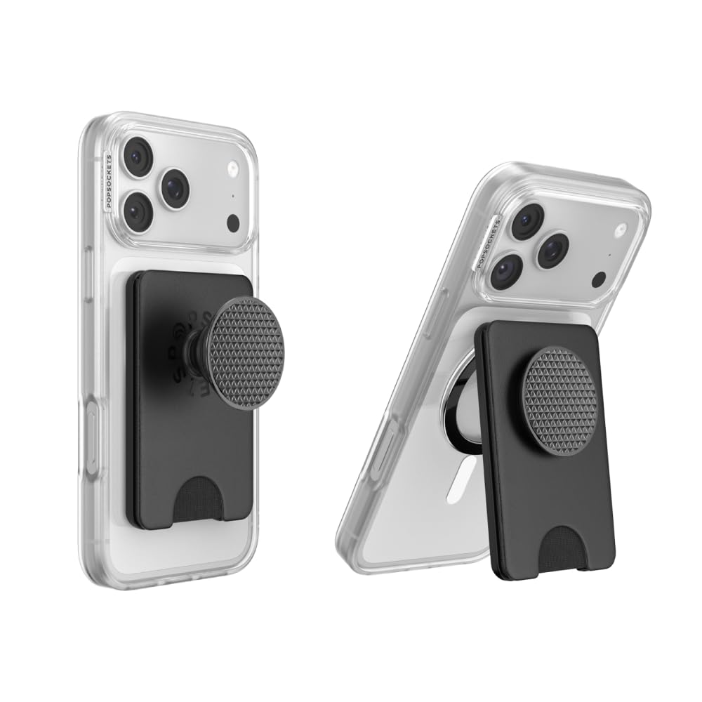 PopSockets Kick-Out Wallet for MagSafe, Kickstand- Knurl Black