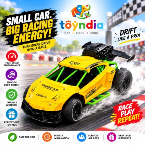 Image of Rechargeable RC Racing Car for Kids, 1:16 Scale Remote Control Sports Car with 2.4GHz, High Speed Racing Toy Car with Durable Rubber Tyres, USB Charging Cable (Color as Per Stock)