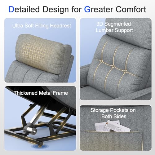 sisolos Relaxsessel Fernsehsessel Massagesessel mit Aufstehhilfe Elektrisch Sessel Wohnzimmer mit Massagefunktion und Wärmefunktion, 2 Seitentaschen, Relaxsessel mit Liegefunktion, TV Sessel – Bild 8