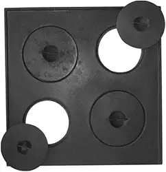 Chapa Quadrada Fogão Lenha 4 Furos Com Tampa 45x45cm