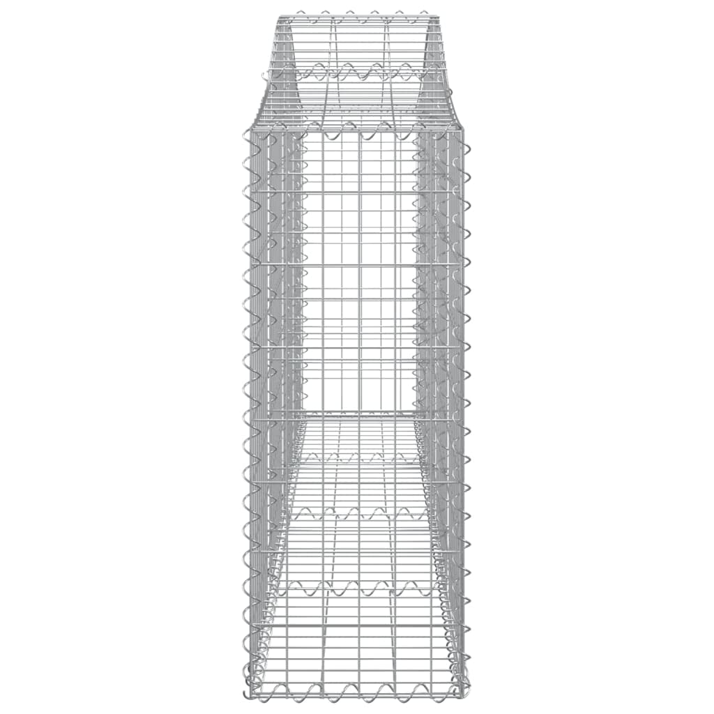 Gabionen mit Hochbogen 40er-Set, 200x30x80/100 cm Gabionenwand aus verzinktem Eisen, Steinkorb als dekorative und schallschützende Gartenbarriere, Windschutz für Außenbereich