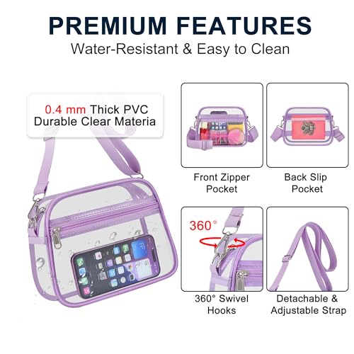Image of Oraben Clear Bag for Stadium Events Clear Purse Stadium Bag Satchel Handbags for Sports Events Concerts Festivals | Stadium Approved