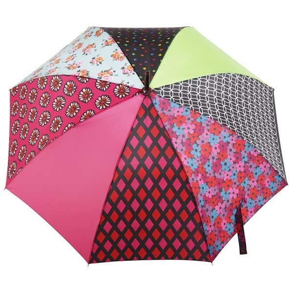 Photo 1 of totes Eco Patchwork J Handle Stick Umbrella, Patchwork
