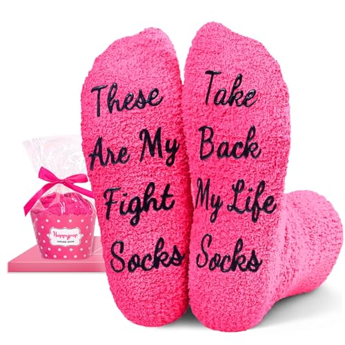 Best Socks for Chemo Patients: Comfort & Style 12 HAPPYPOP Inspirational Chemo Cancer Gifts - Women Breast Cancer Awareness Socks for Survivors, Comfort Chemo Care Gift Ideas for Patients Female Pink