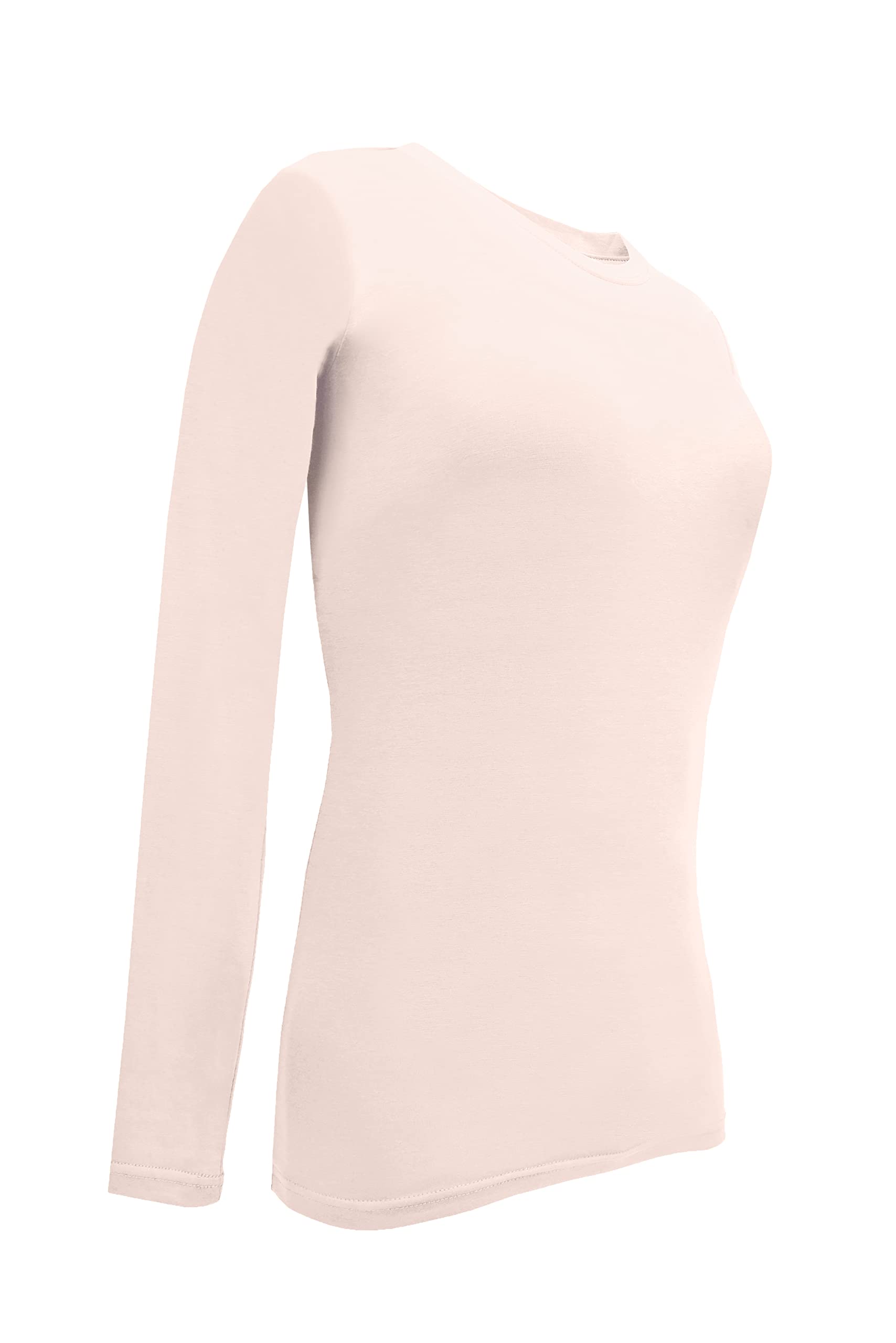 M&M SCRUBS Women's Under Scrub Tee Crew Neck Long Sleeve T-Shirt 2 - Pack (Nude, Large)