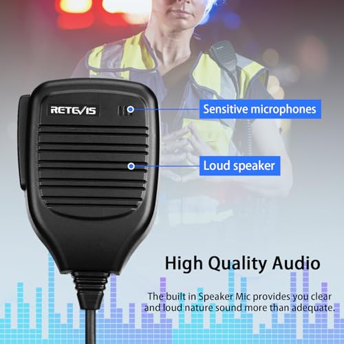 Image of Retevis Walkie Talkie Shoulder Microphone,Kevlar Cable,10 Pack