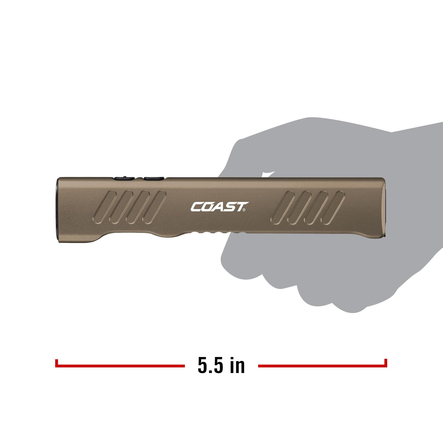 Coast Slayer - Linterna LED recargable (1150 lúmenes, con foco, inundación, modo de memoria y clip de bolsillo, dune