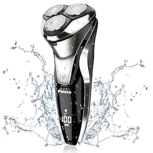 Phisco Men’s Electric Shaver Pro – Stainless Steel Blades, 90° 3D Floating Head, Pop-Up Trimmer, IPX7 Waterproof, Rechargeable, Smart Sensor, Quiet Operation with Balanced Blades