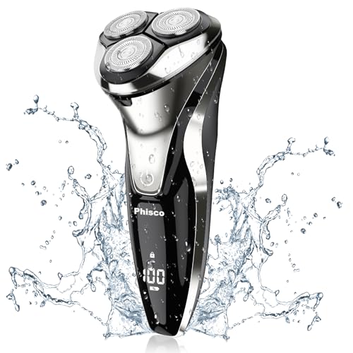 Phisco-Mens-Electric-Shaver-Pro-Stainless-Steel-Blades-90-3D-Floating-Head-Pop-Up-Trimmer-IPX7-Waterproof-Rechargeable-Smart-Sensor-Quiet-Operation-with-Balanced-Blades