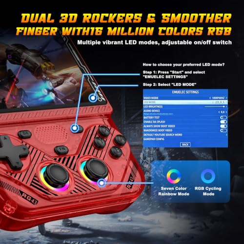 Image of RG43V Pro Retro Handheld Game Console, 4.3 Inch IPS Screen, Portable Open Source Dual System with RK3562 CPU,with 64GB TF Card, Support WiFi Networked Fighting, HDMI TV Output(Transparent Red64G)