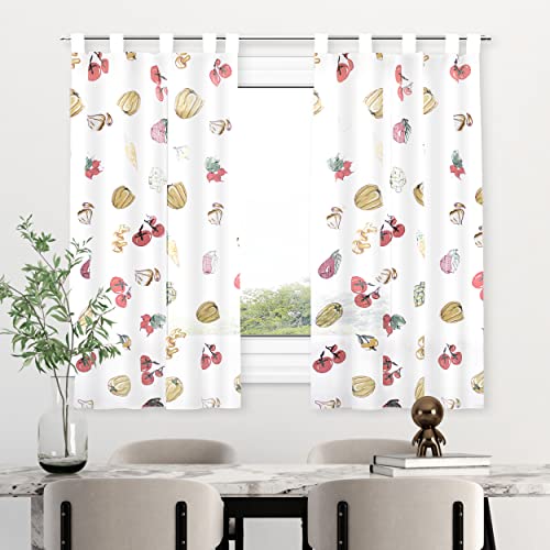 HOMEYA - Cortina Cocina Translúcida 140x140cm - Visillo Transparente Estampado para Ventana, Marco de Puerta - 1 Unidad
