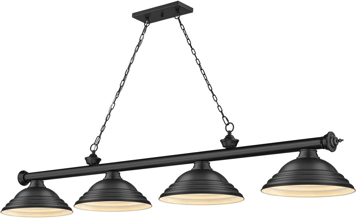 Z-Lite 2306-4MB-SMB Cordon Billiard Pendant, 4-Light 240 Total Watts, Matte Black