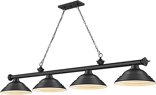 Z-Lite 2306-4MB-SMB - Colgante de billar Cordon, 4 luces, 240 vatios totales, negro mate