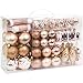 Best Choice Products Set of 72 Shatterproof Handcrafted Assorted Hanging Christmas Ornaments w/Embossed Glitter Design, Rose Gold