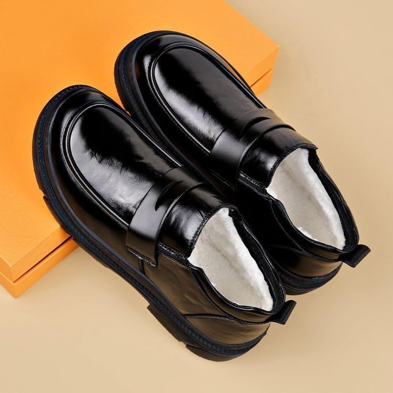 Men's Business Oxford Shoes High Top Warm Shoes Round Lace-up Non-Slip wear-Resistant Comfortable Breathable Outdoor Rubber Cotton Shoes for Men4