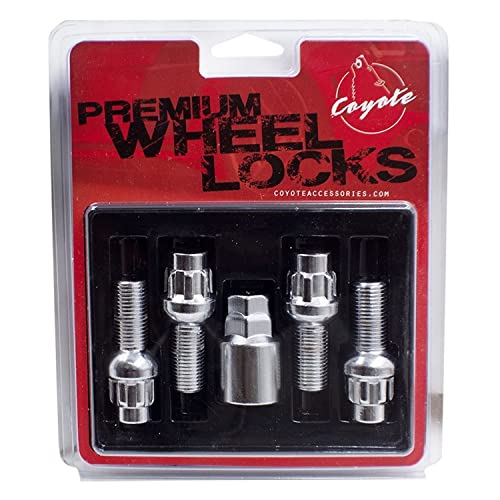 Image of Wheel Accessories Parts 4 Locks + Key M12 x 1.5 12 x 1.5 Thread Ball Seat Lug Bolt Lock Chrome Finish 24mm Shank Length Dual Hex Key 17mm & 19mm fits Volkswagen Cabriolet Golf Jetta Passat Rabbit