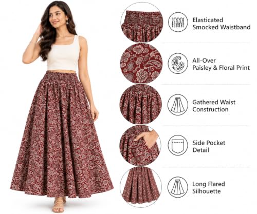 Image of Women's Printed Viscose Crepe Flared Palazzo Pants with Pockets | Elastic Waist | Full Length | Casual | Free Size