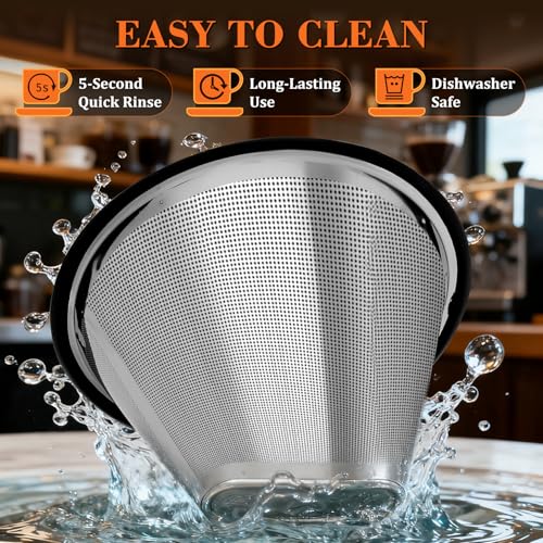 Image of Reusable #4 Coffee Filter for Technivorm Moccamaster KBGV, KBT, Durable Metal Mesh, Stainless Steel #4 Coffee Filter, Durable Metal Mesh, for Richer, Fuller Coffee Flavour