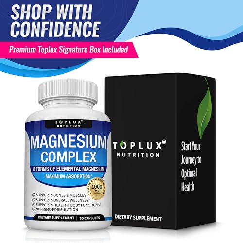 Magnesium Complex Supplement 8 Elemental 1000mg - Magnesium Glycinate, Citrate, Malate, Taurate, Chelated for Easy Absorption for Bones, Muscle, Recovery, Energy, Vegan Non-GMO 90 Capsules - Image 5